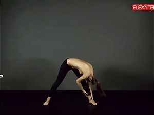 brunette gymnast displaying of her bum