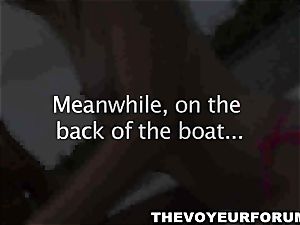 amateur lezzy bathing suit honeys have a playful romp on a boat